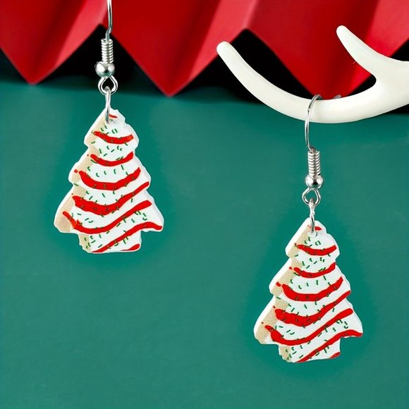 Women Handmade Bead Tree Santa Clause Wreath Candy Cane Drop Dangle Earrings - Picture 2 of 6